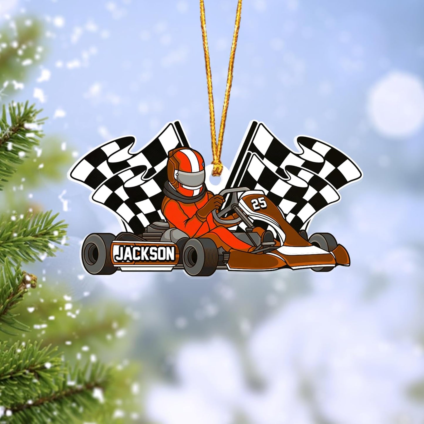 Personalized Racing Car Ornament – Custom Acrylic Drag Racing Christmas Decoration, Gift for Car Lovers and Drivers TR27