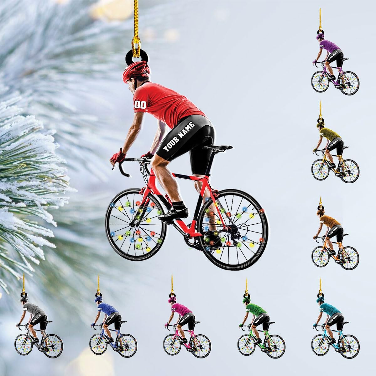 Custom Name Bicycle Acrylic Ornament – Personalized Cycling Gift, Christmas Tree Decor for Bikers 2025 TC41