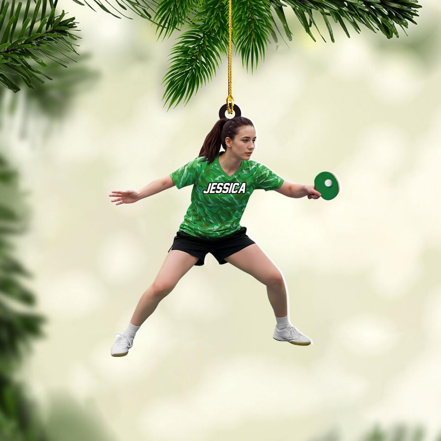 Personalized Ping Pong Ornament – Custom Acrylic 2D Flat Table Tennis Christmas Gift, Sport Holiday Tree Decoration TT9