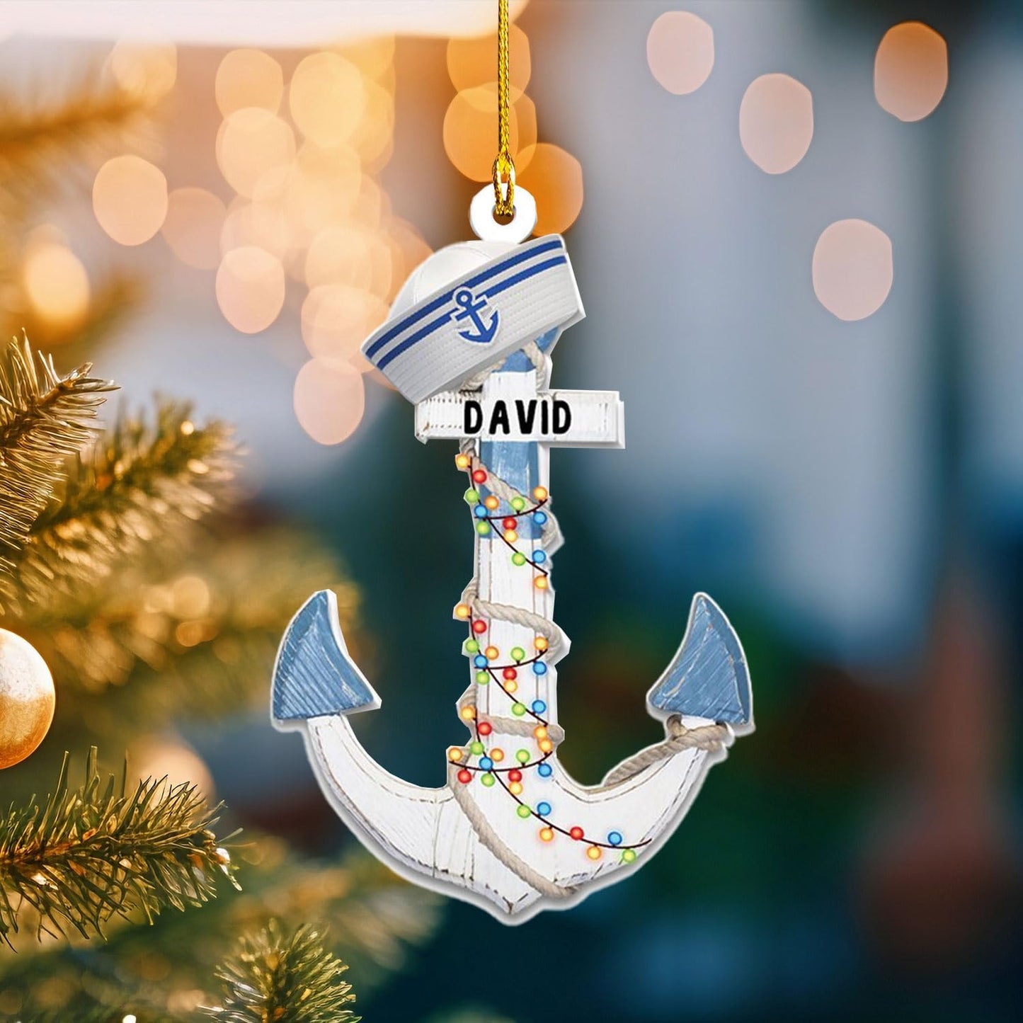 Custom Name Sailor Ornament – Personalized Captain Acrylic Sailing Ornament, Nautical Christmas Tree Decoration for Navy Lovers TS22