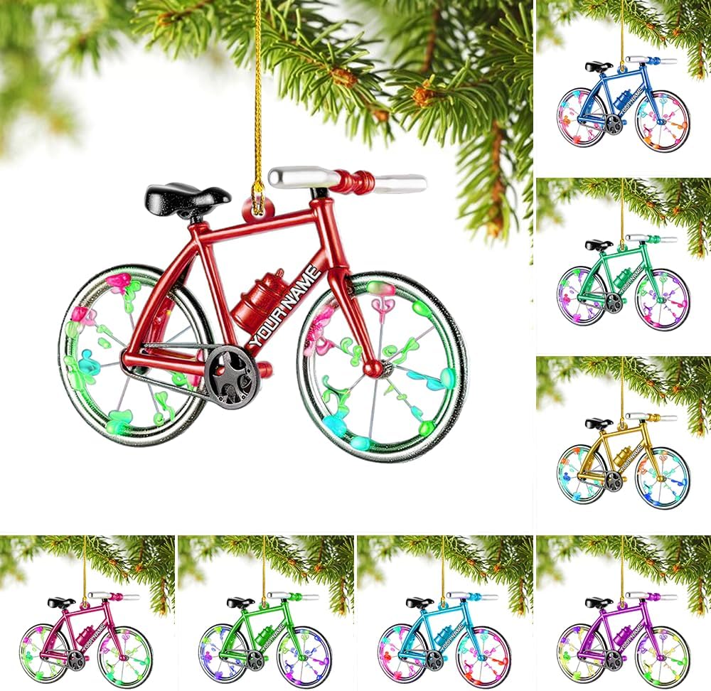 Personalized Cycling Ornament – Custom Name Acrylic Bicycle Ornament, Unique Gift for Cyclists & Bike Lovers 2025 TC14