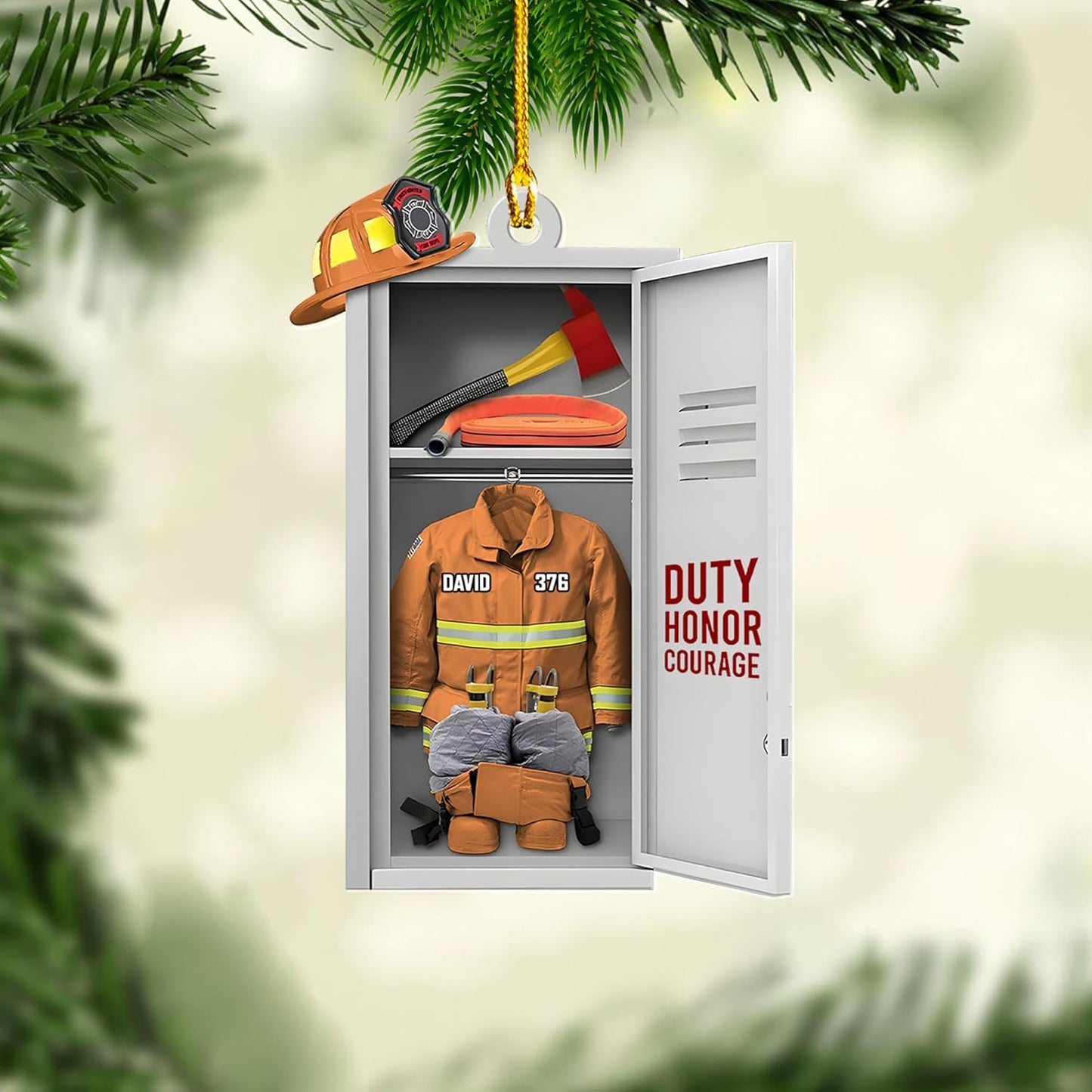 Personalized Firefighter Locker Christmas Ornament Style 2