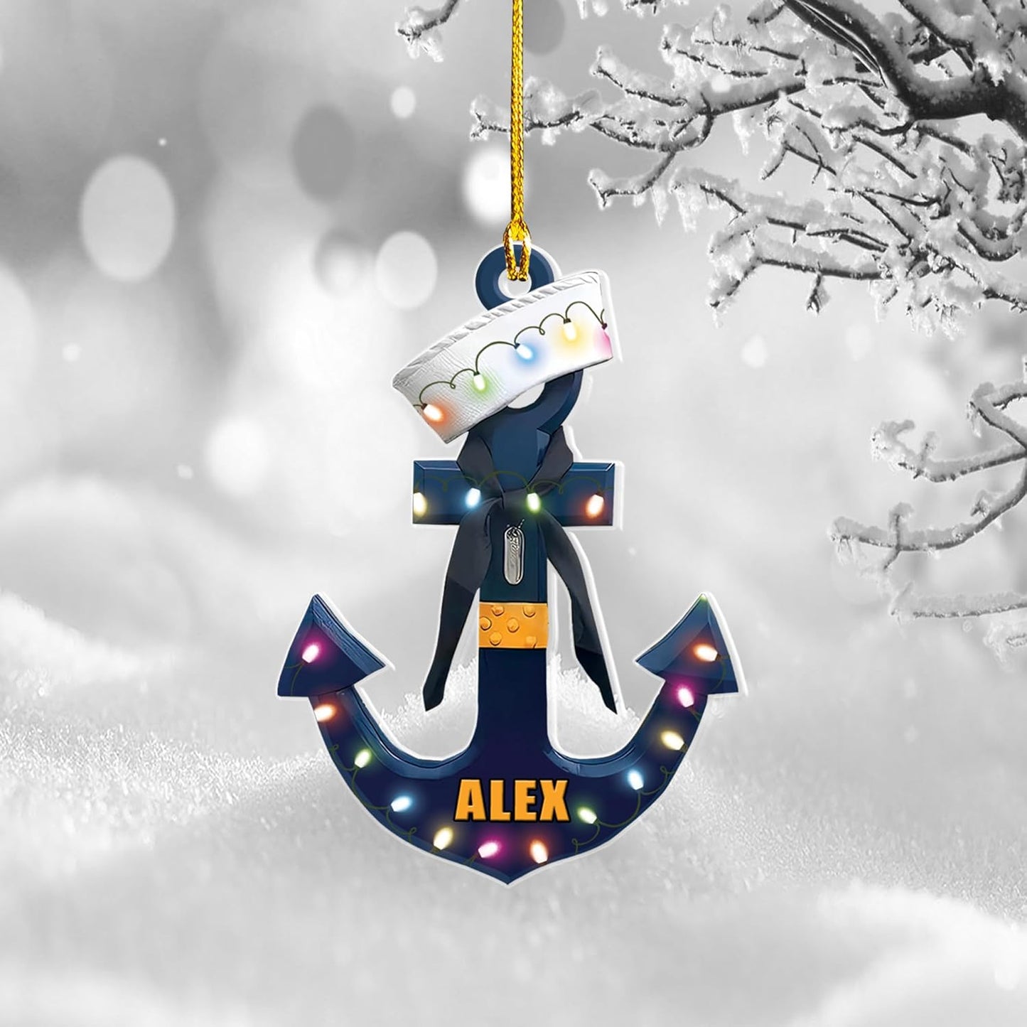 Personalized Sailor Ornament – Custom Captain Sailor Acrylic Ornament, Unique Sailing Glass Keepsake, Navy Captain Holiday Gift for Sailors TS9