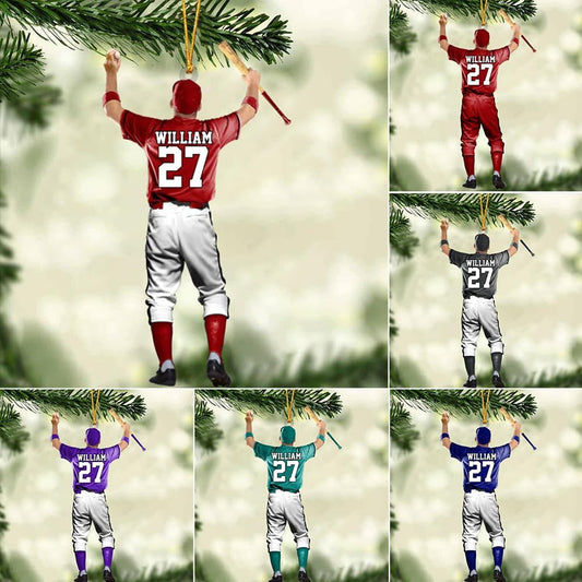 Personalized Baseball Christmas Ornament – Custom Name Acrylic Ornament, Sports Holiday TH38