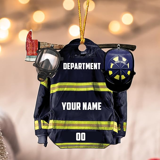 Personalized Firefighter Uniform Christmas Ornament Style 9