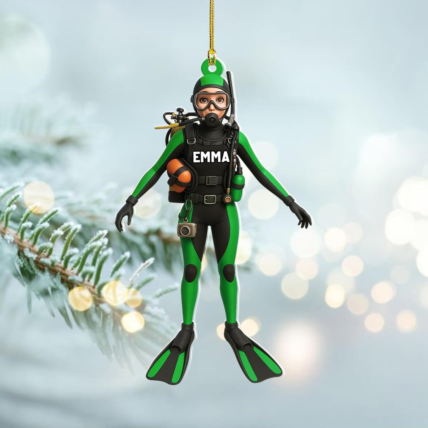 Custom Scuba Diver Ornament – Personalized Acrylic Christmas Tree Decoration, Gift for Divers and Swimmers TSD26