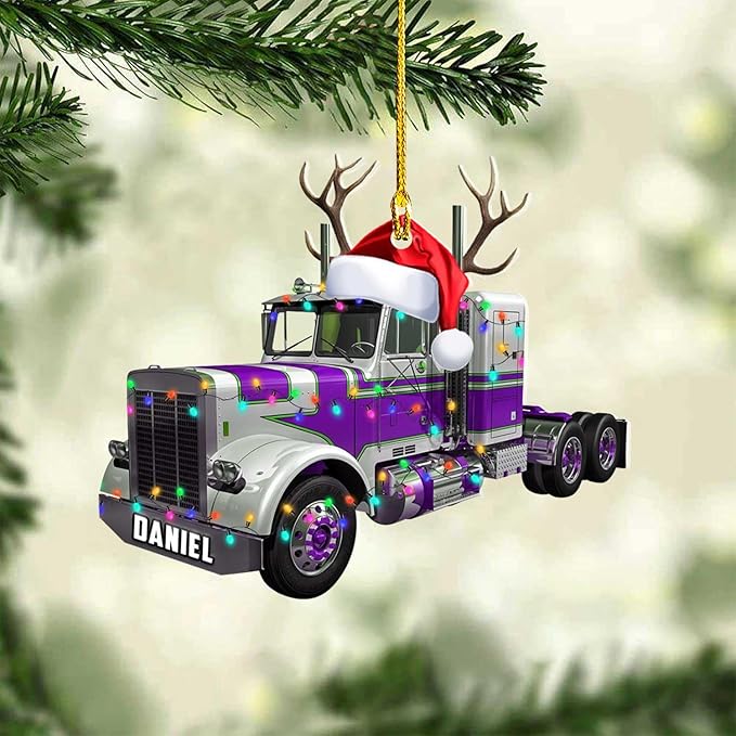 Personalized Semi Truck Christmas Decor - Truck Driver Ornament Gift L9