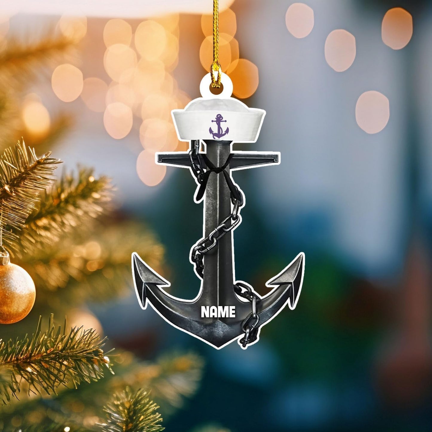 Custom Name Sailor Ornament – Personalized Captain Acrylic Sailing Ornament, Nautical Christmas Tree Decoration for Navy Lovers TS29