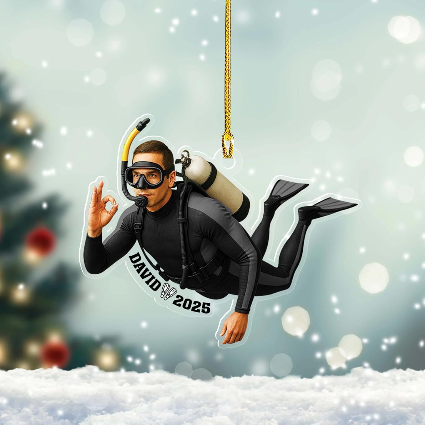 Custom Scuba Diver Ornament – Personalized Acrylic Christmas Tree Decoration, Gift for Divers and Swimmers TSD30