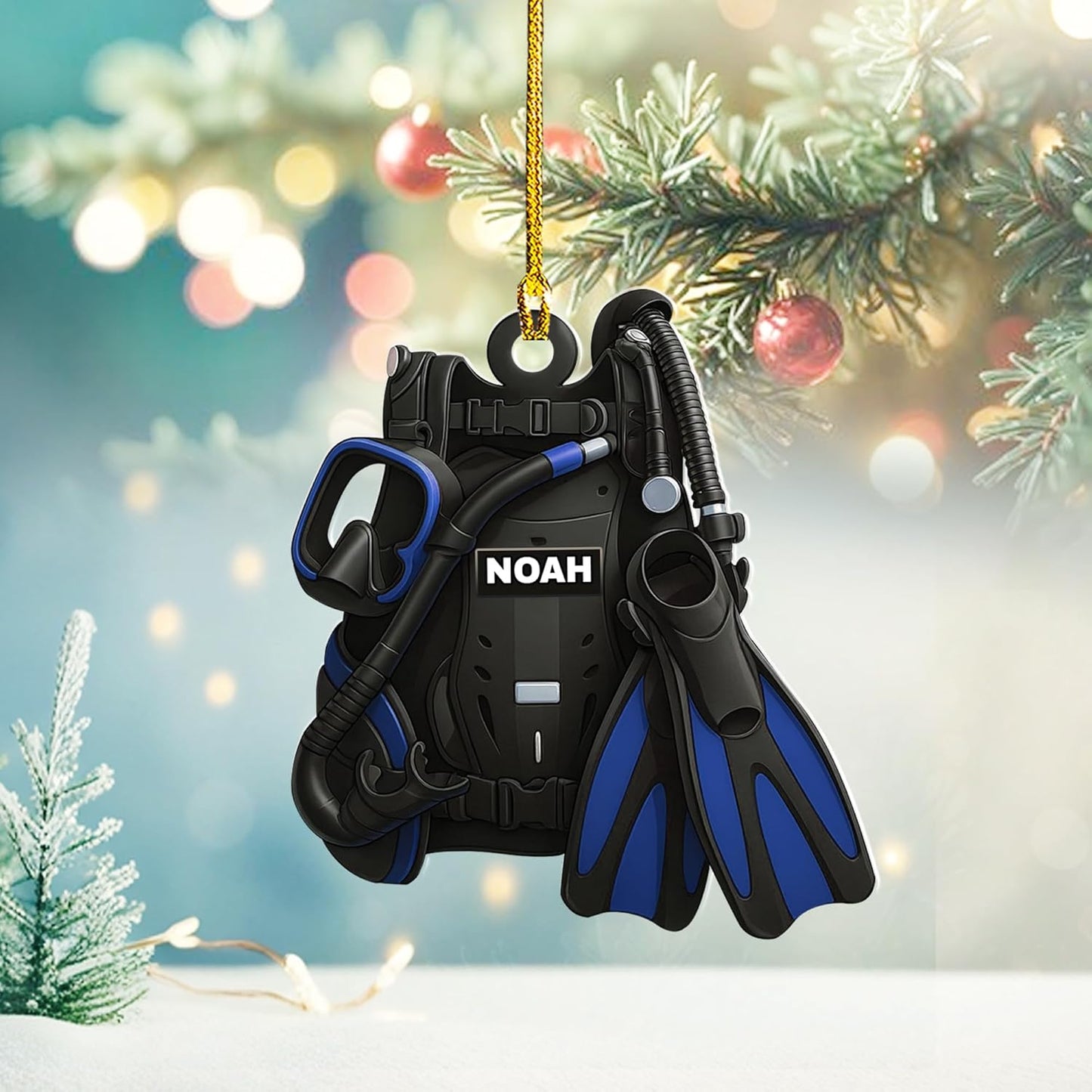 Custom Scuba Diver Ornament – Personalized Acrylic Christmas Tree Decoration, Gift for Divers and Swimmers TSD24