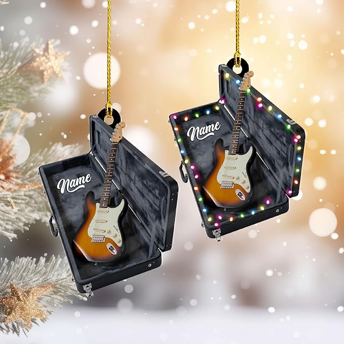 Custom Electric and Acoustic Guitar Christmas Ornament - Guitar Ornament Gift LL23