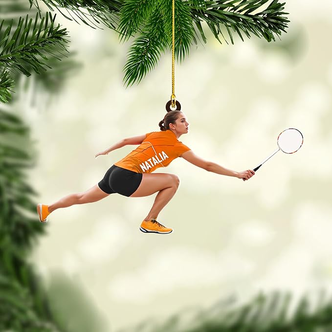 Pesonalized Christmas Gift for Badminton Players, Sports Lovers Badminton Ornament LL28