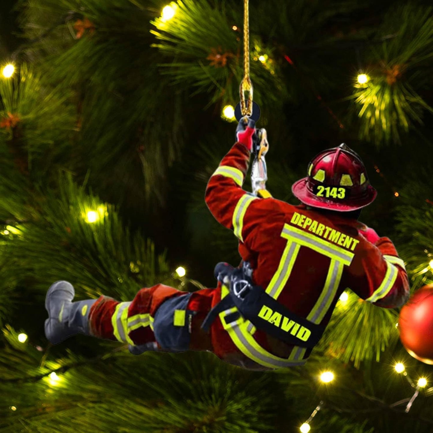 Personalized Firefighter Christmas Ornament Style 1