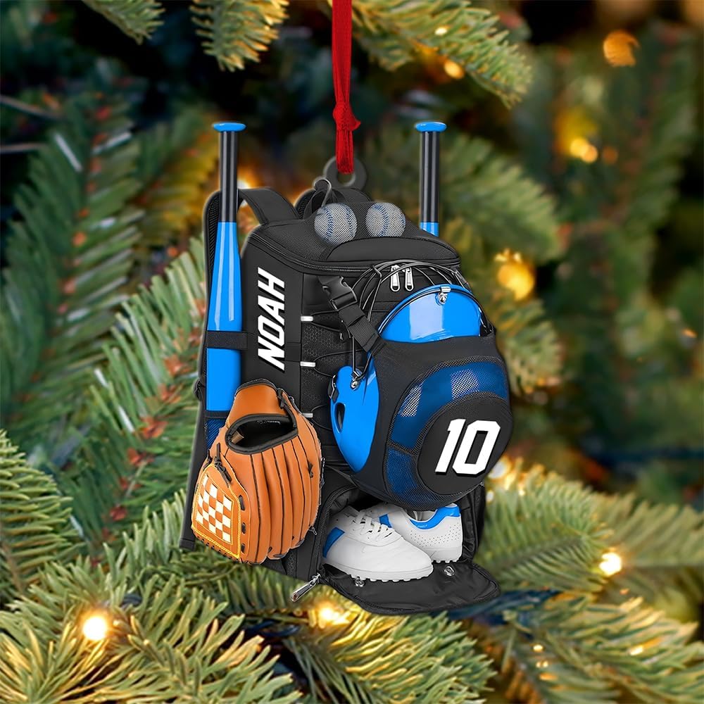 Personalized Baseball Christmas Ornament – Custom Name Acrylic Ornament, Sports Holiday Decoration, Baseball Player Gift TH3