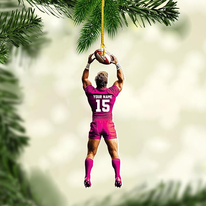 Personalized Rugby Player Christmas Gift for Sports Lovers - Rugby Ornament LL26