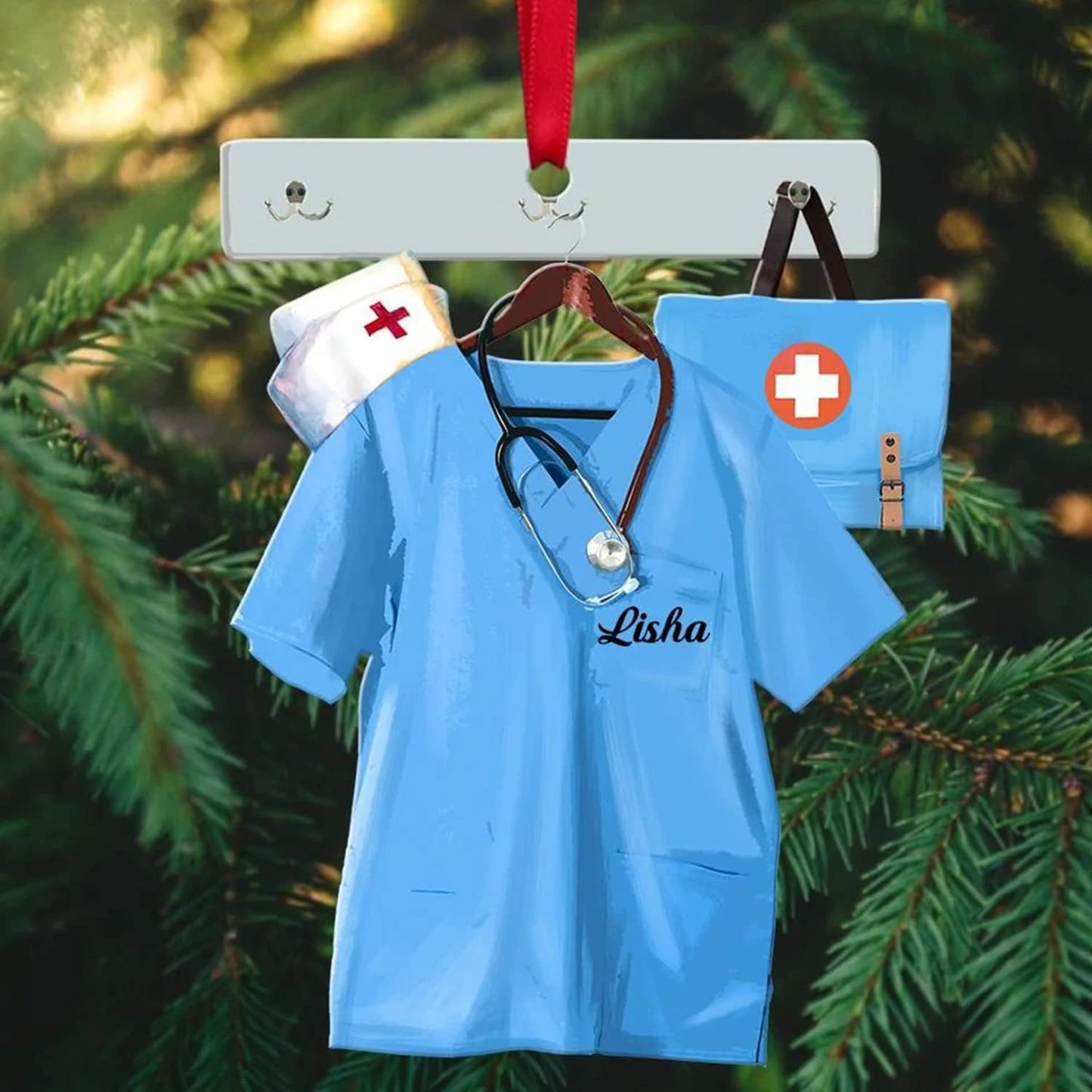 Custom Nurse Uniform Ornament - Nurse Christmas Ornament Design 09