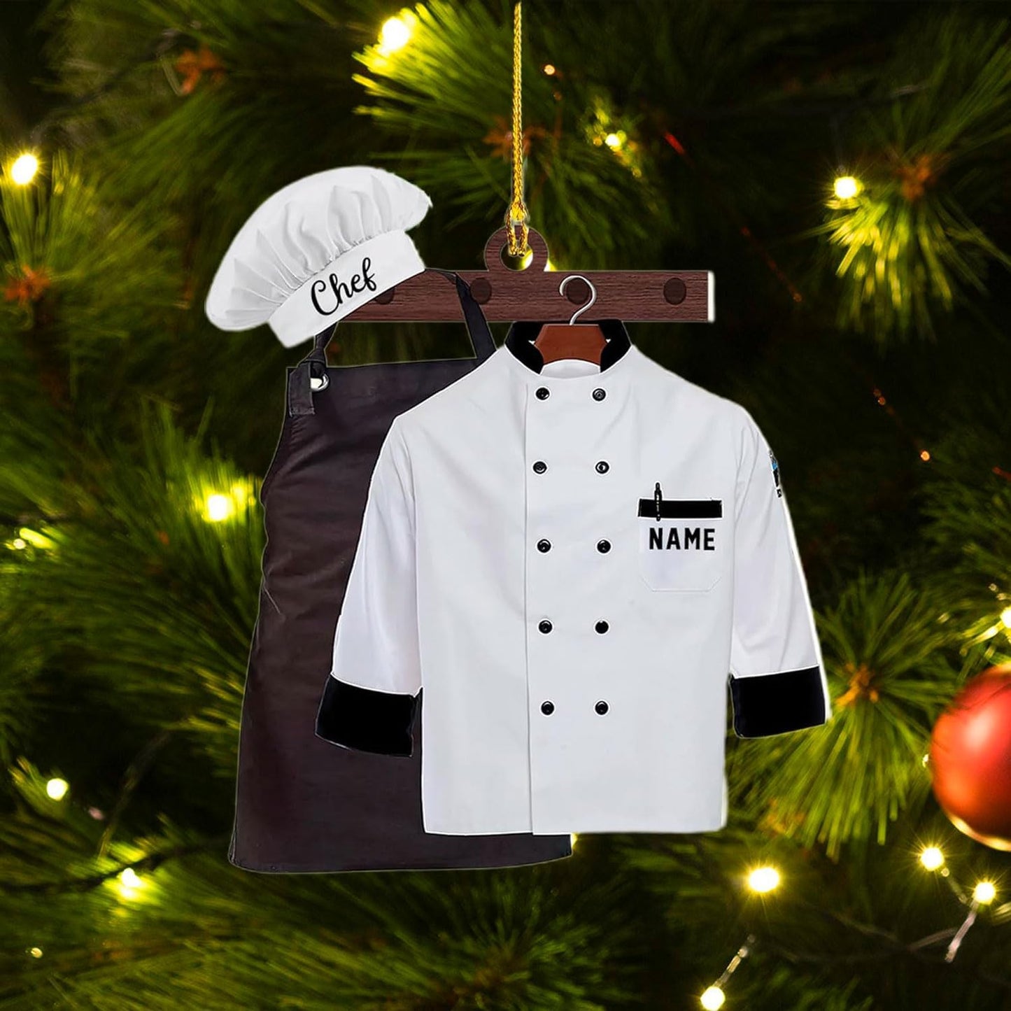 Personalized Chef Christmas Ornament 2025, Custom Chef Uniform and Hat Ornaments for Christmas Tree, Cooking, Baking, Kitchen GiftsN05