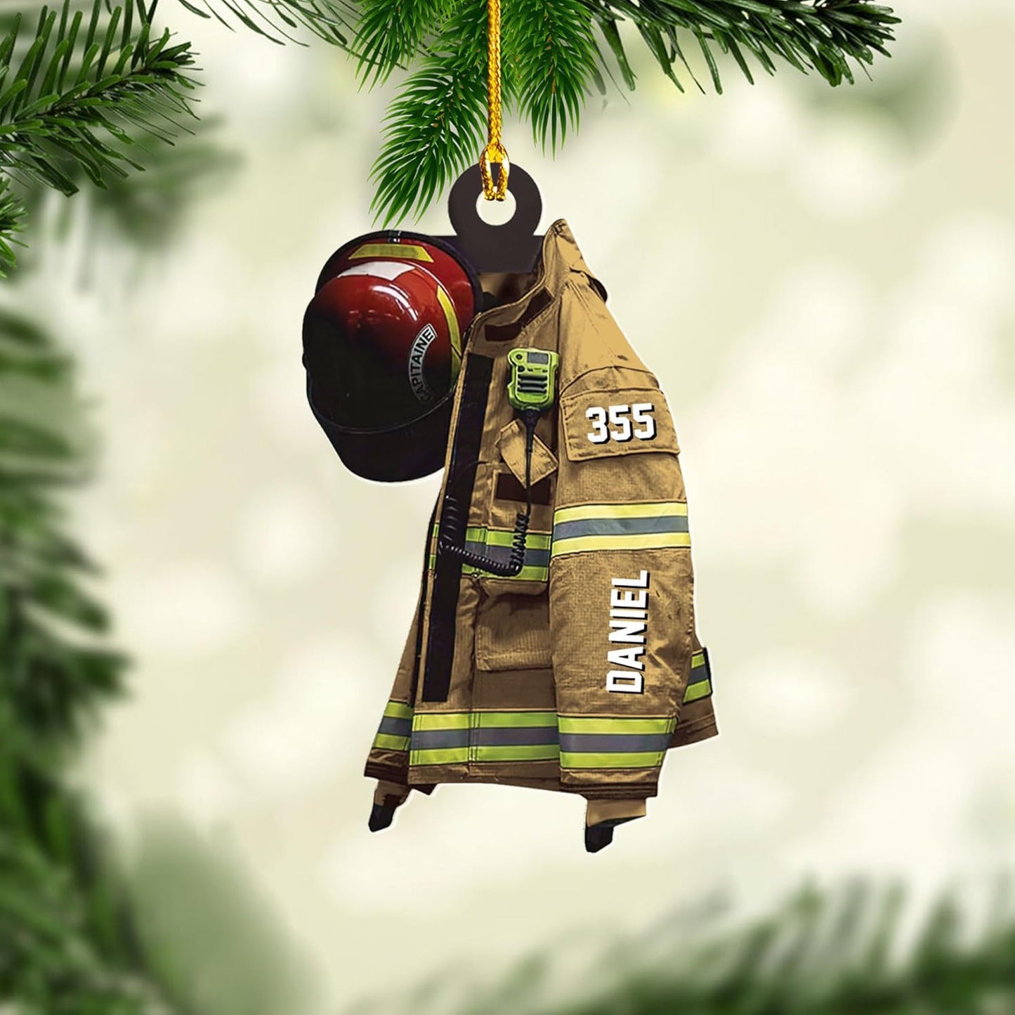 Personalized Firefighter Uniform Christmas Ornament Style 15