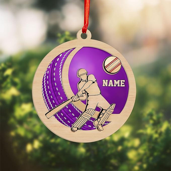 Personalized Cricket Christmas Ornament 2025, Custom Cricket Bat Ornament NO9