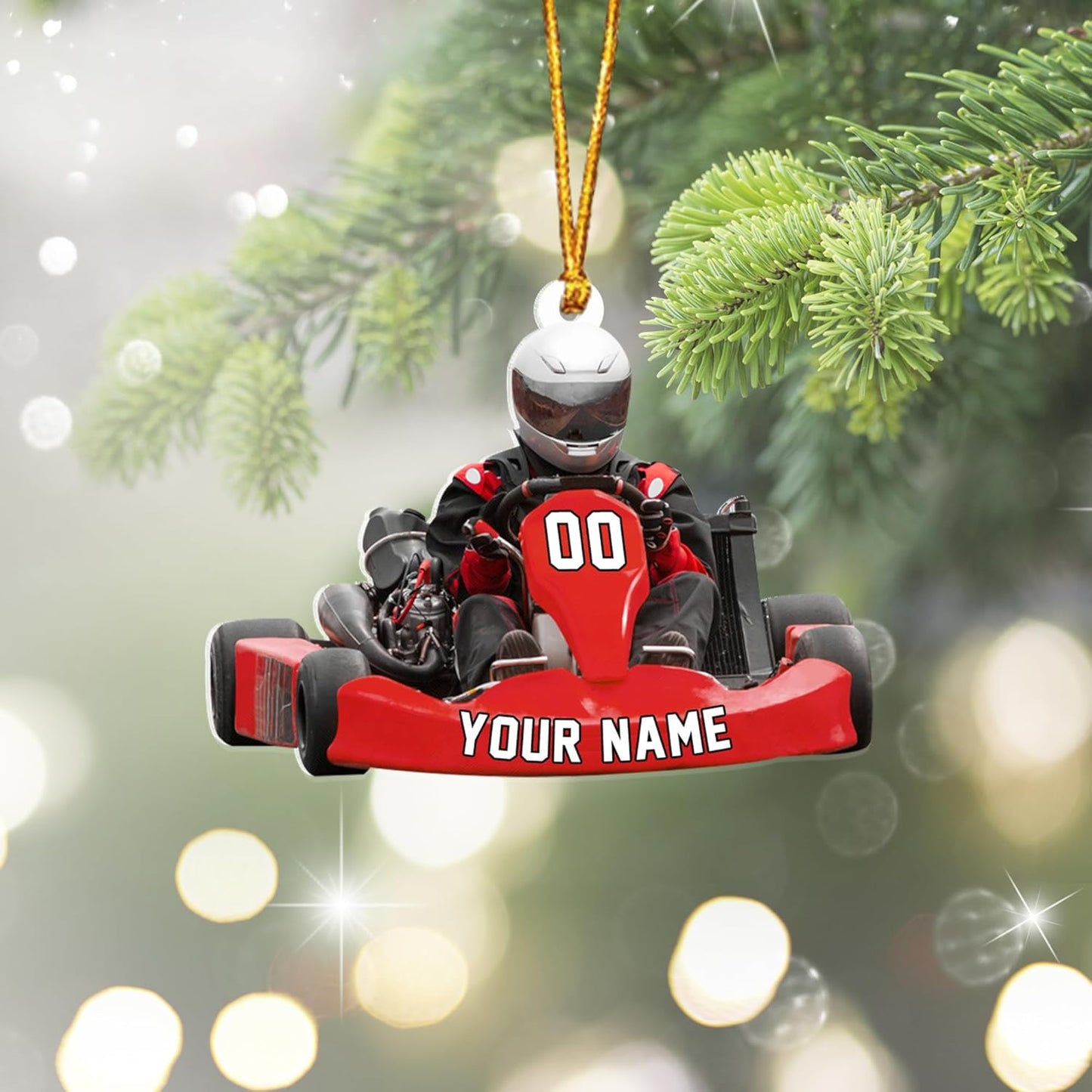 Personalized Racing Car Ornament – Custom Acrylic Drag Racing Christmas Decoration, Gift for Car Lovers and Drivers TR23
