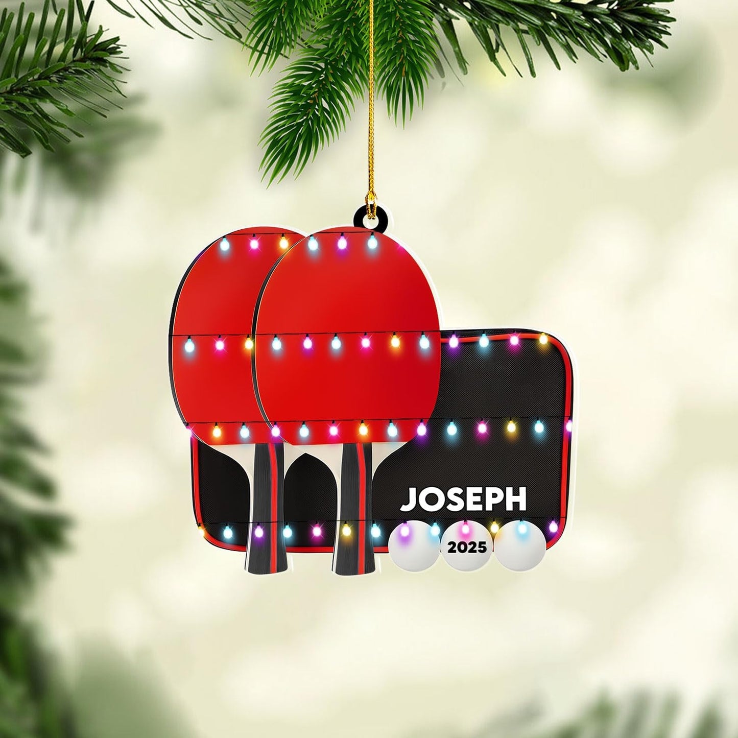 Custom Table Tennis Christmas Ornament – Personalized Ping Pong Player Gift, Acrylic 2D Flat Holiday Decoration, Unique Xmas Keepsake TT4