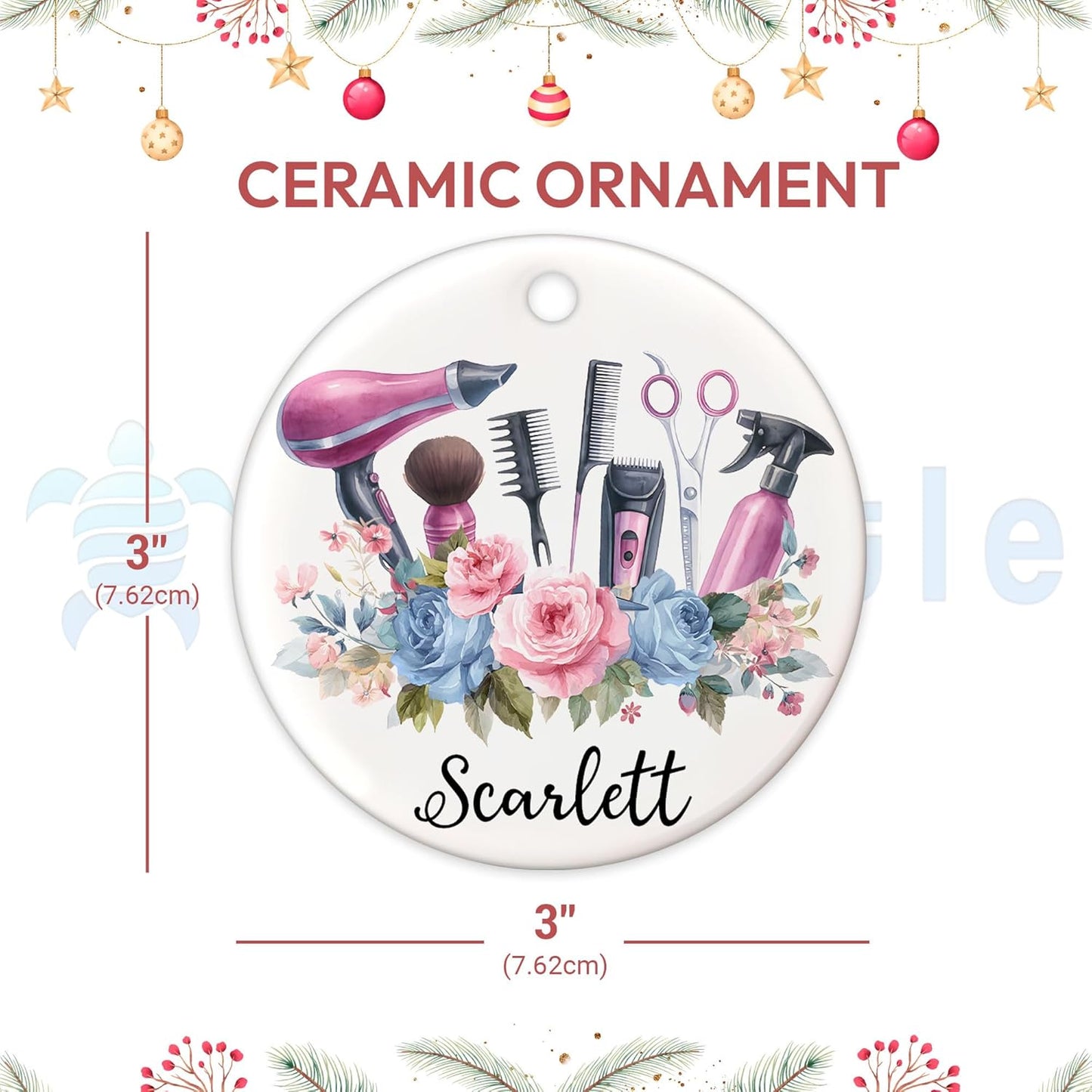 Personalized Hair Stylist Ornament – Custom Name Hairdresser Christmas Ornament Style 22