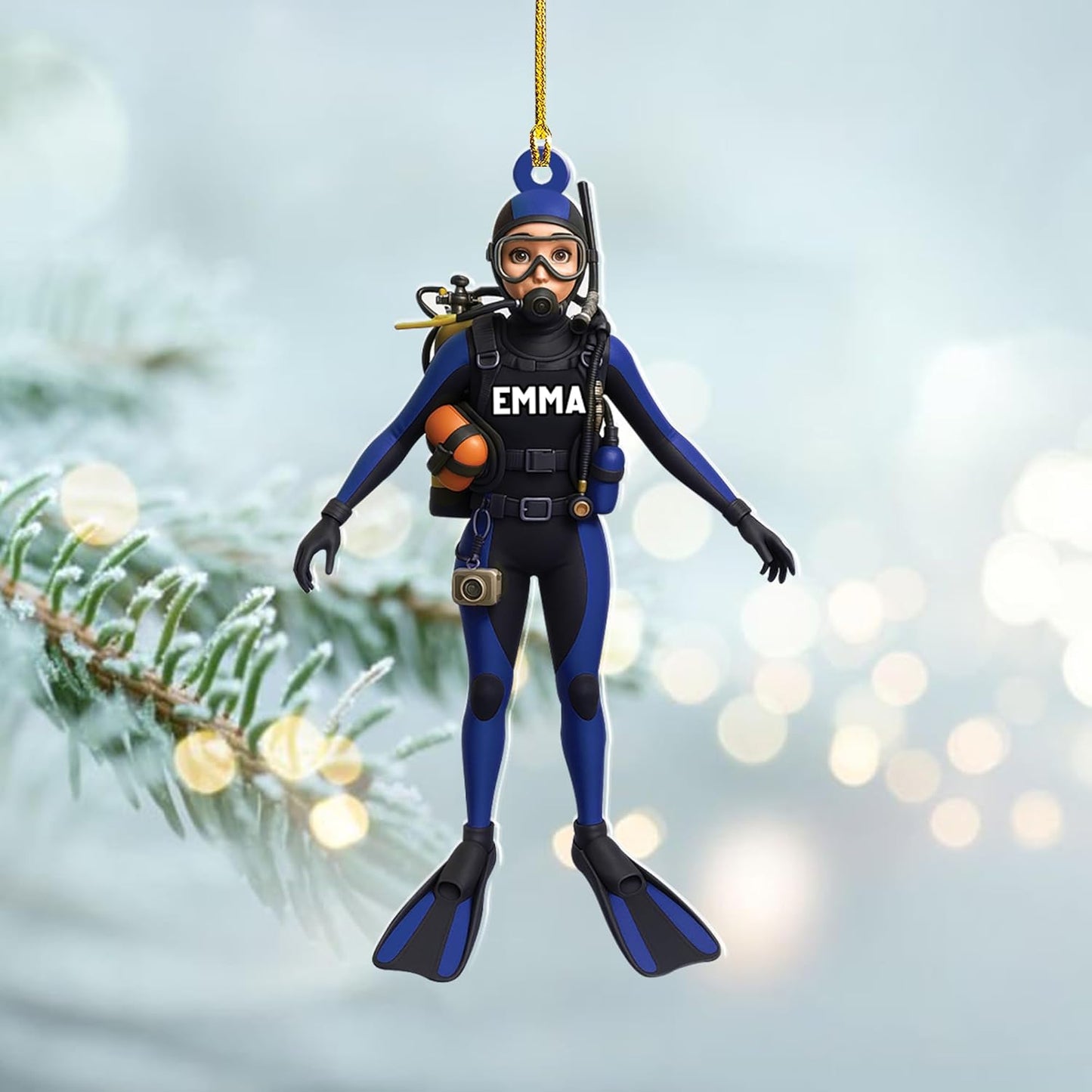 Custom Scuba Diver Ornament – Personalized Acrylic Christmas Tree Decoration, Gift for Divers and Swimmers TSD26
