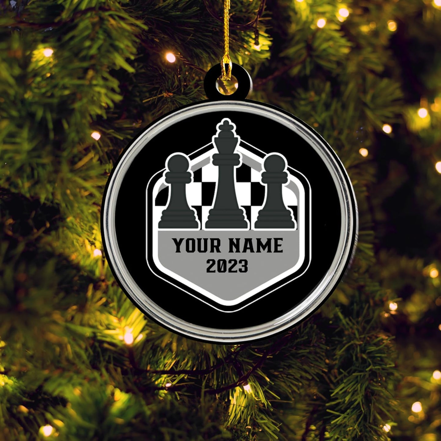 Personalized Name Chess Ornament Gift for Men Women Chess Team Player N02