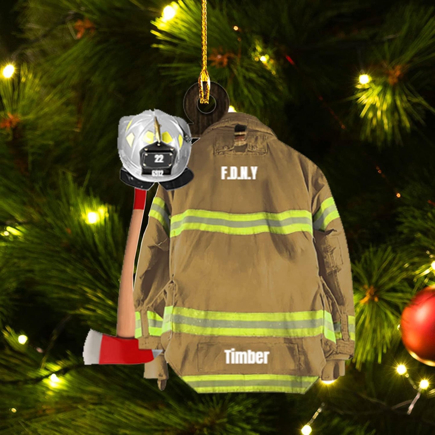 Personalized Firefighter Uniform Christmas Ornament Style 7