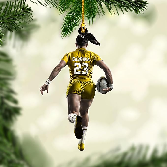 Personalized Rugby Player Christmas Gift for Sports Lovers - Rugby Ornament LL6