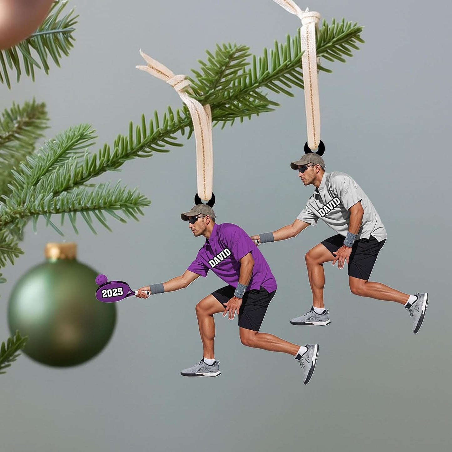 Custom Face & Name Pickleball Player Ornament – Pickleball Christmas Ornament Style 1