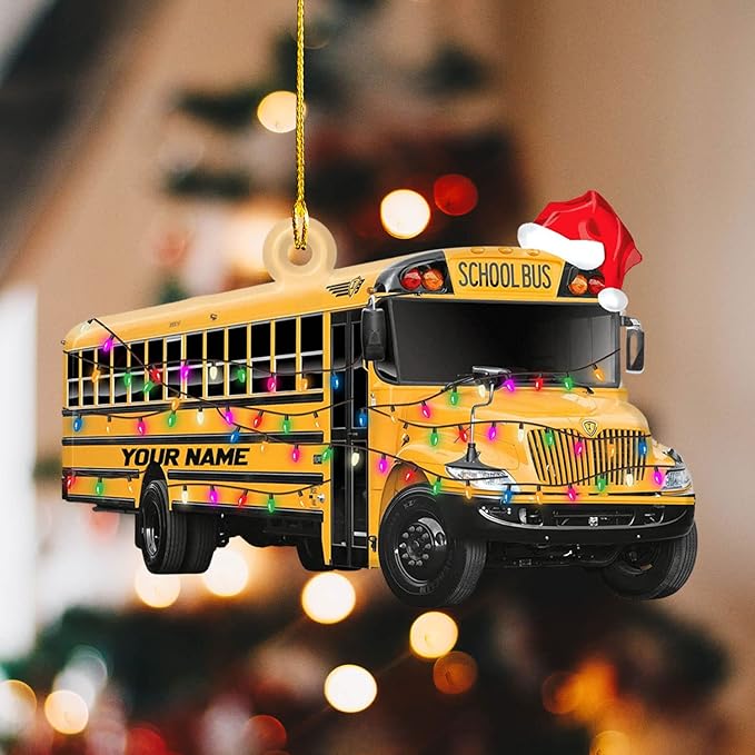 Personalized School Bus Ornament - Bus Driver Christmas Gift