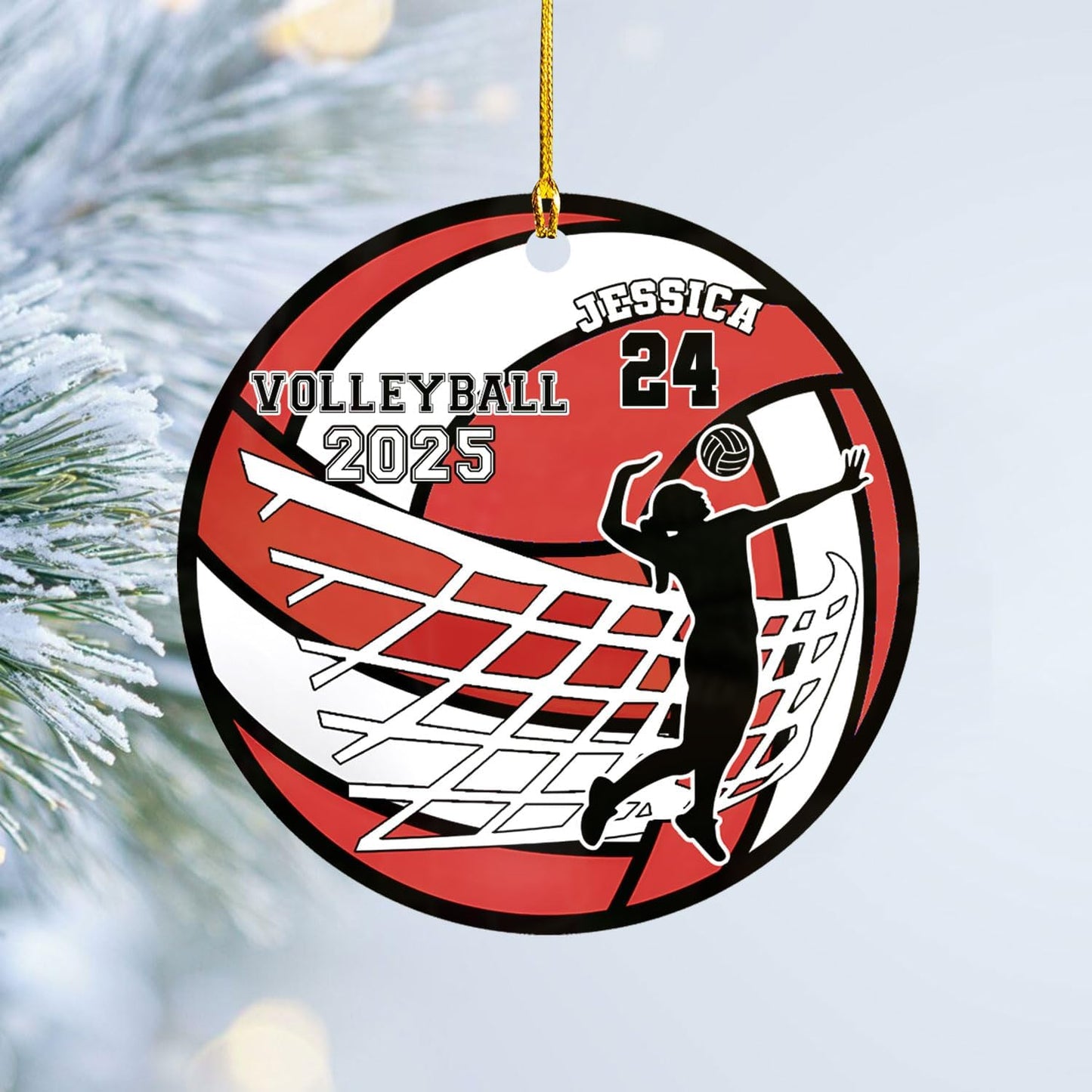 Personalized Volleyball Christmas Ornament – Custom Name Acrylic Ornament, Team Sports Holiday Decor, Volleyball Player Gift, Custom Xmas Keepsake TV6