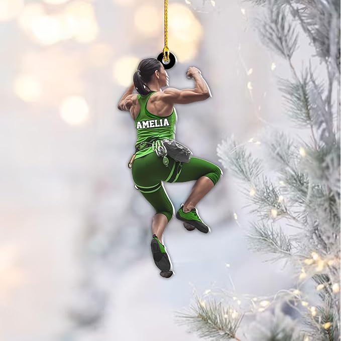 Personalized Climbing Ornament - Custom Rock Climber Christmas Gift for Mountaineers LL2