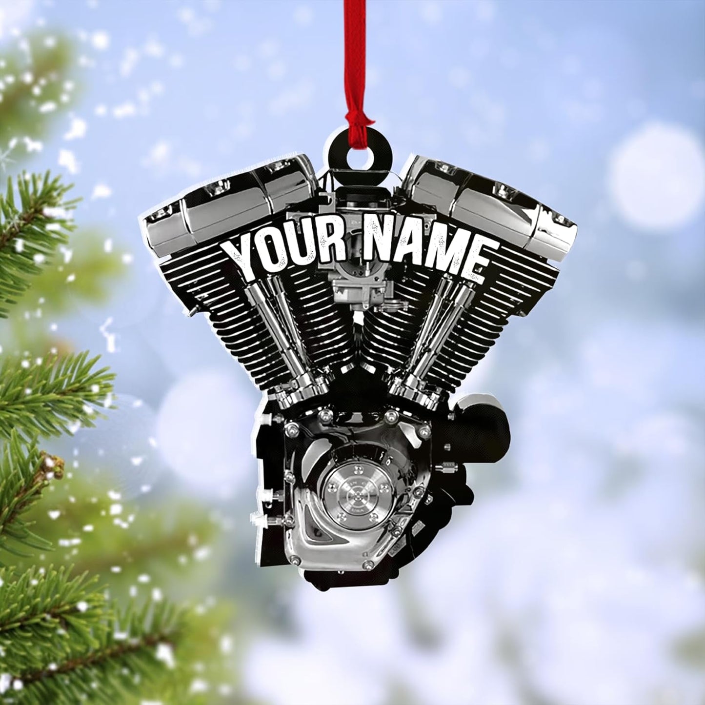 Custom Drag Racer Ornament – Personalized Acrylic Engine Design, Power Tool Themed Christmas Gift TDR7