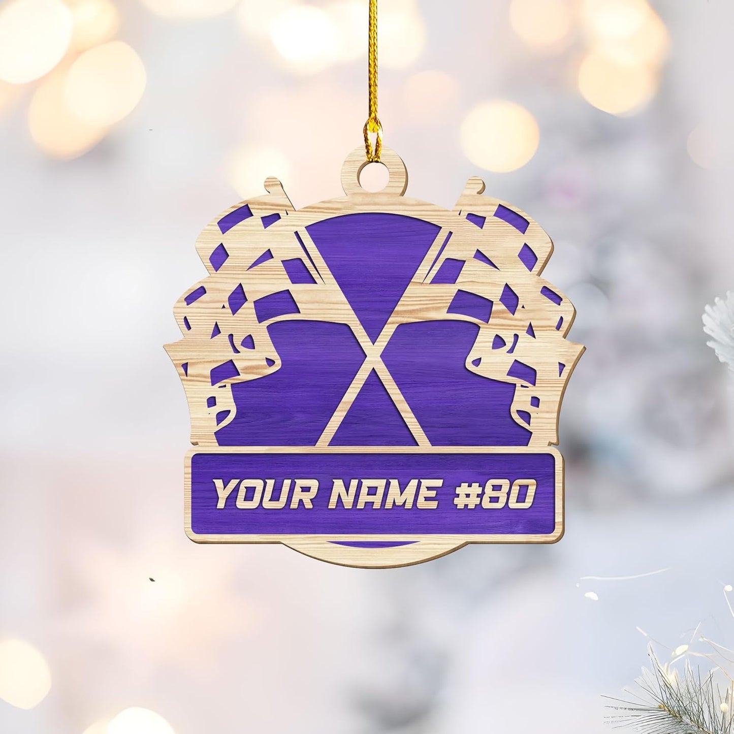 Personalized Racing Car Wood Ornament – Custom Name Race Car Christmas Decoration, Car Lover Gift TR13