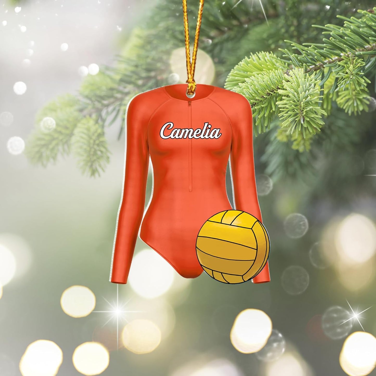 Custom Name Water Polo Christmas Ornament – Personalized Name And Number Water Polo Ornament, Sport Holiday Tree Decoration TW13