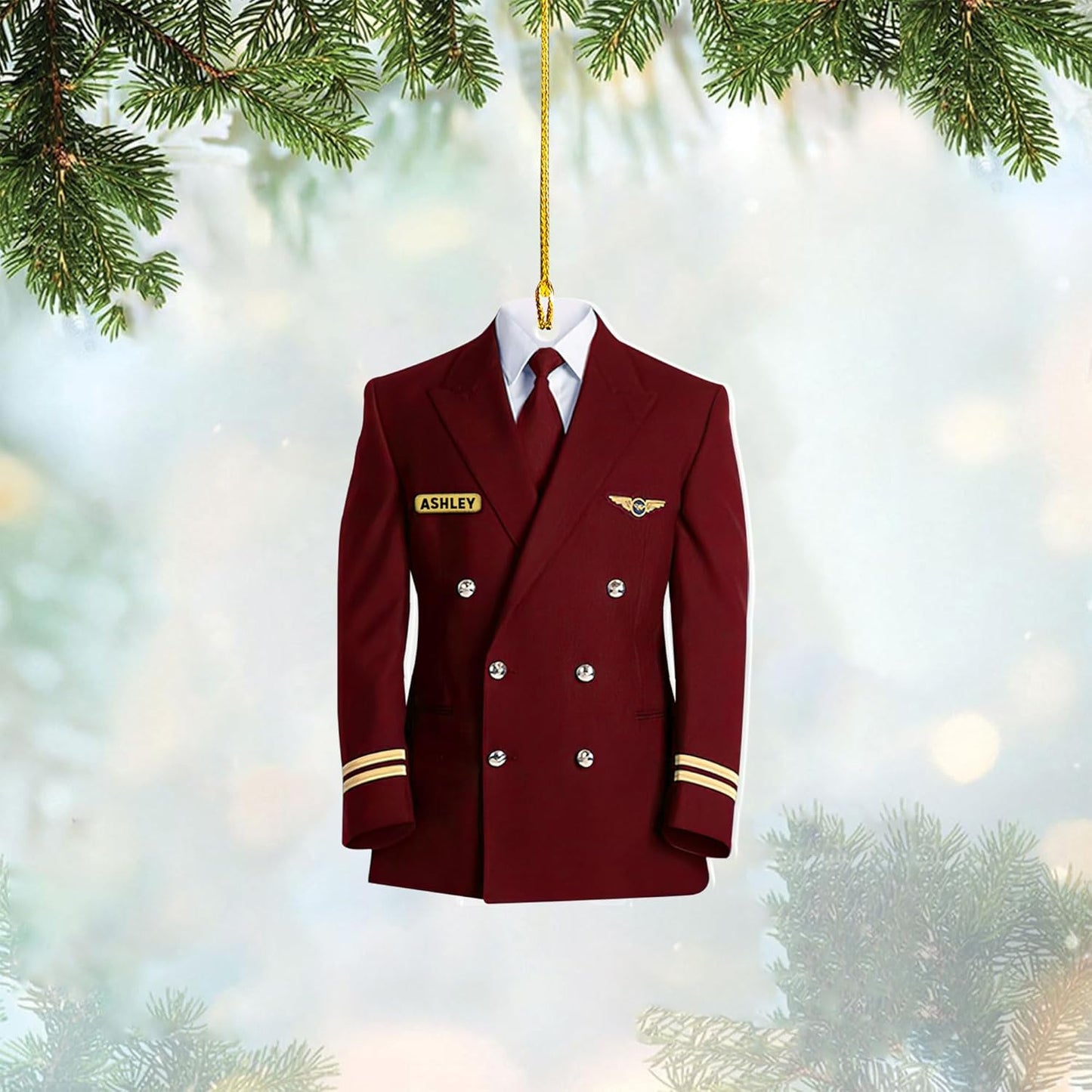 Custom Name Pilot Uniform Christmas Ornament Style 2