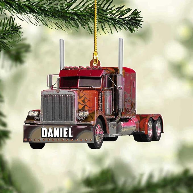 Personalized Semi Truck Christmas Decor - Truck Driver Ornament Gift L3