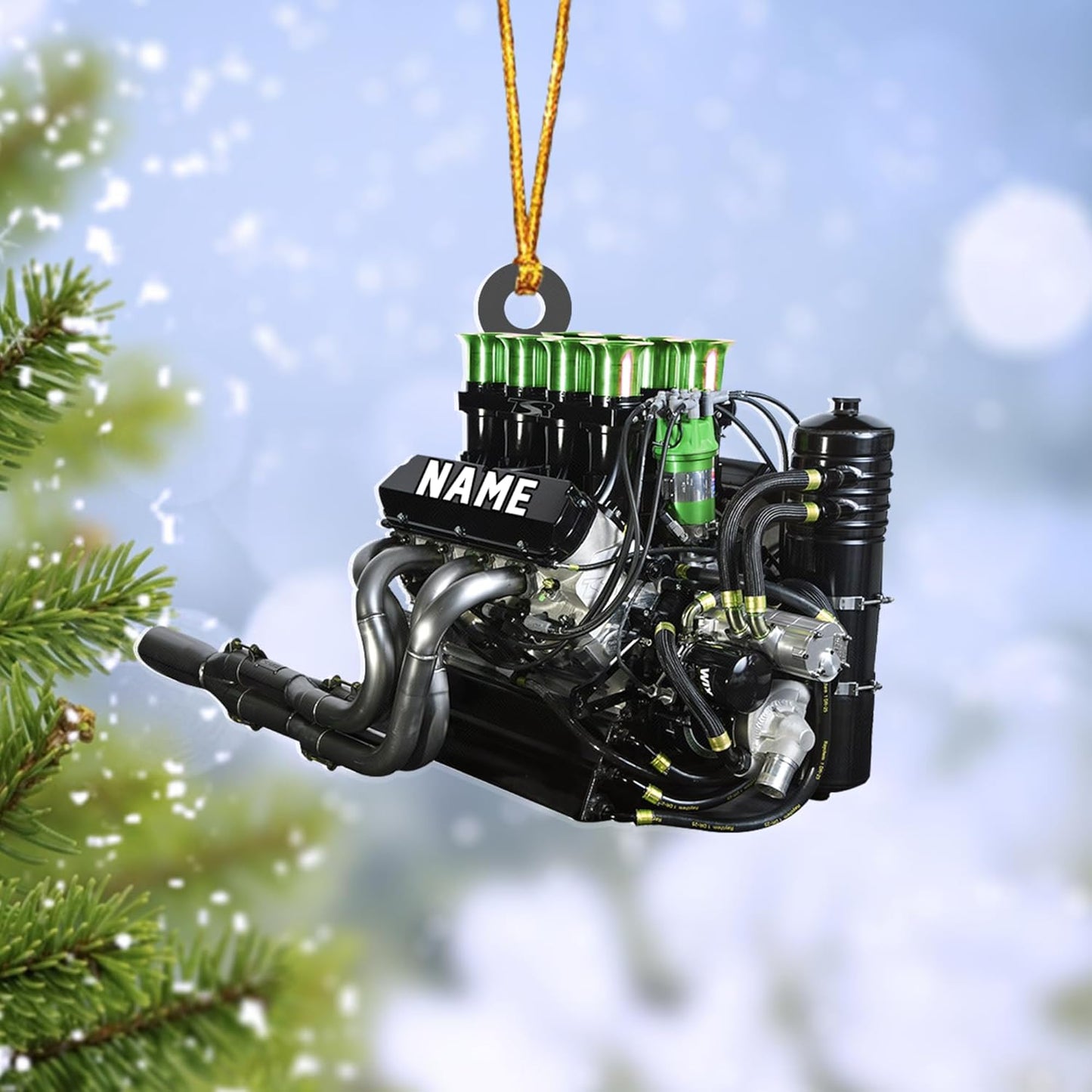 Personalized Racing Car Ornament – Custom Acrylic Drag Racing Christmas Decoration, Gift for Car Lovers and Drivers TR25