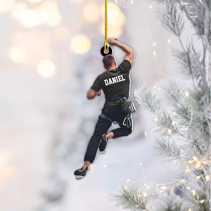 Personalized Climbing Ornament - Custom Rock Climber Christmas Gift for Mountaineers