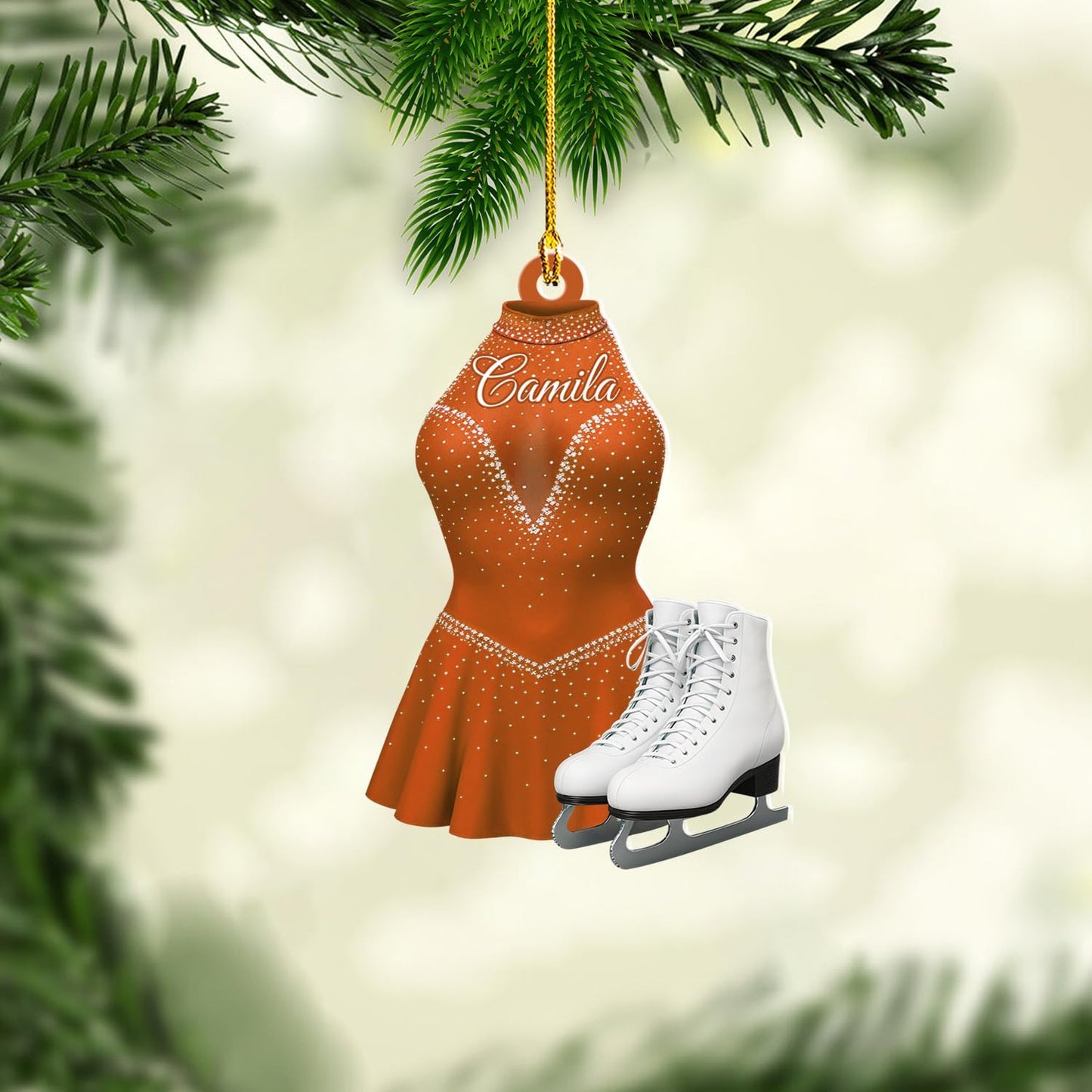 Personalized Ice Skating Christmas Ornament N02