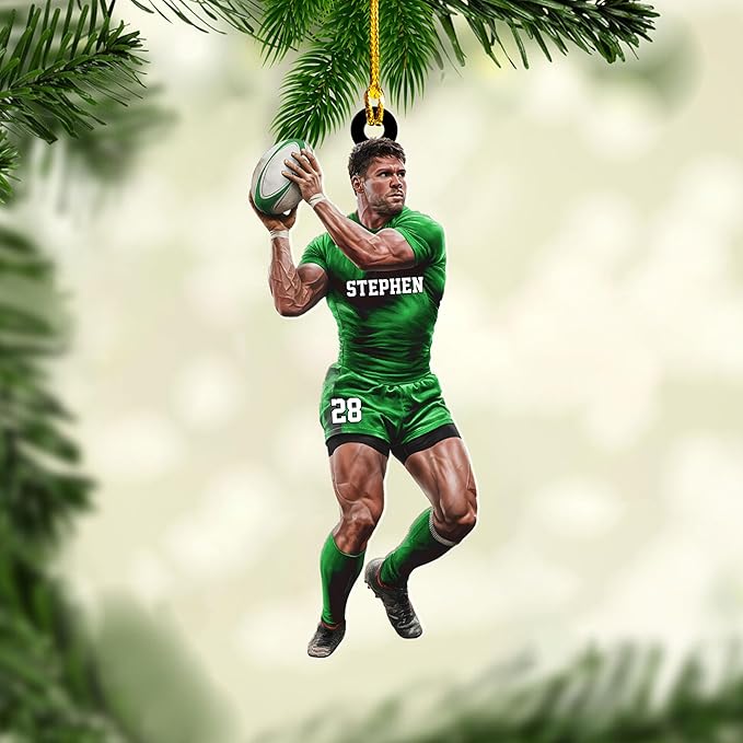 Personalized Rugby Player Christmas Gift for Sports Lovers - Rugby Ornament LL13