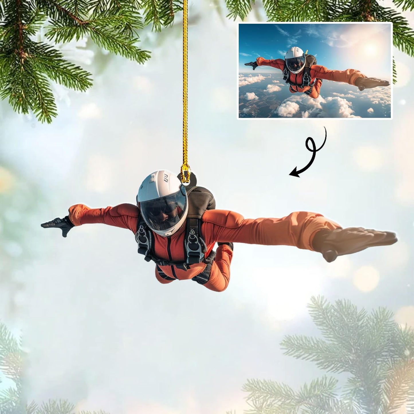 Custom Skydiving Christmas Ornament – Skydiver Xmas Decor O12