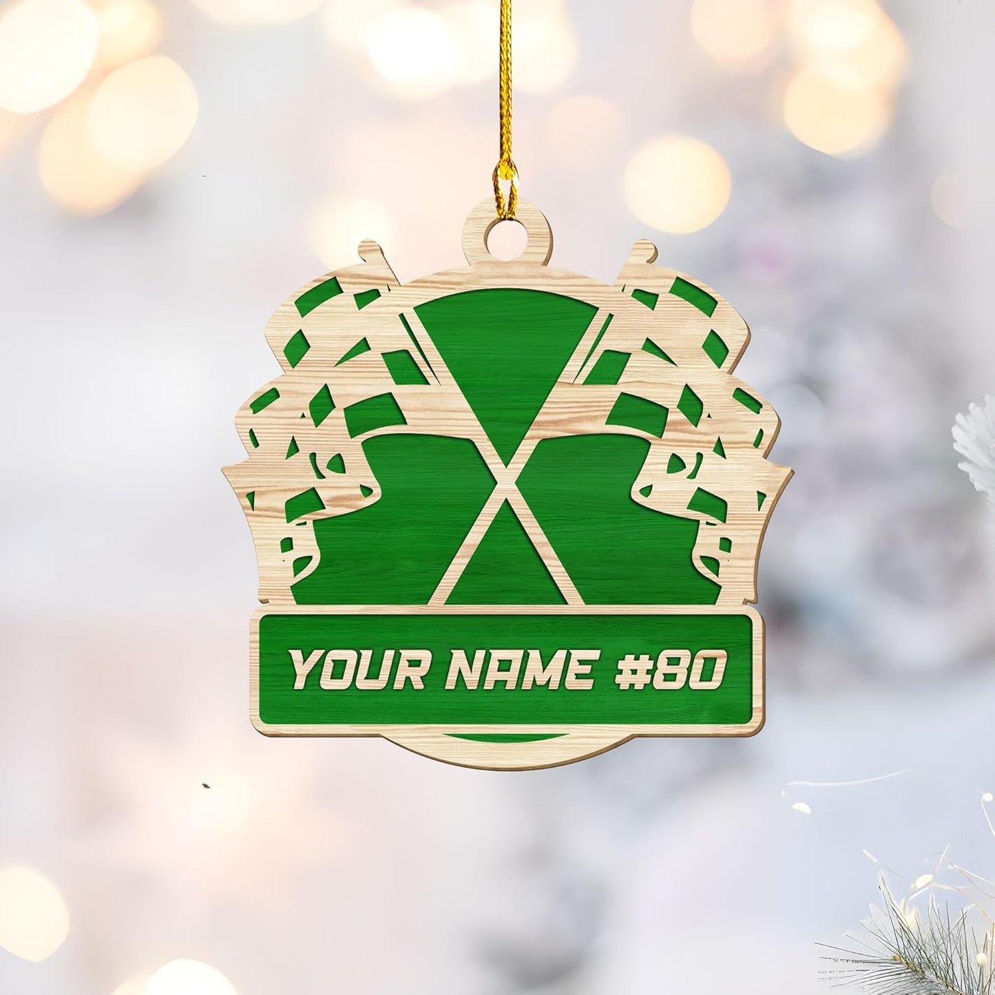 Personalized Racing Car Wood Ornament – Custom Name Race Car Christmas Decoration, Car Lover Gift TR13