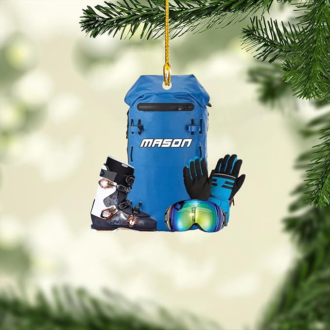 Personalized Snow Skiing Ornament, Custom Colored Skiing Mask Shape Ornament NO9