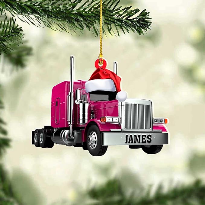 Personalized Semi Truck Christmas Decor - Truck Driver Ornament Gift L5