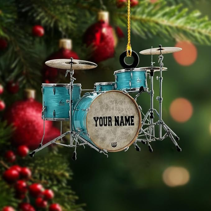 Personalized Drum Set Ornament - Custom Acrylic Christmas Gift for Drummers & Music Lovers (LL2)