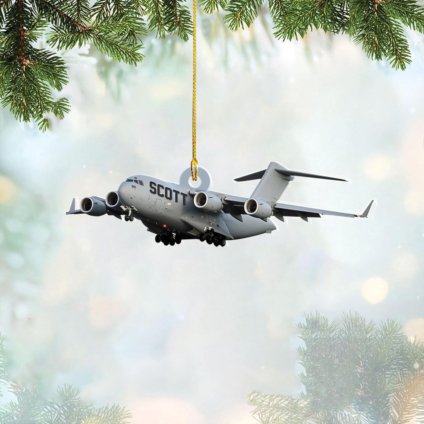 Personalized Airplane Pilot Christmas Ornament Style 3