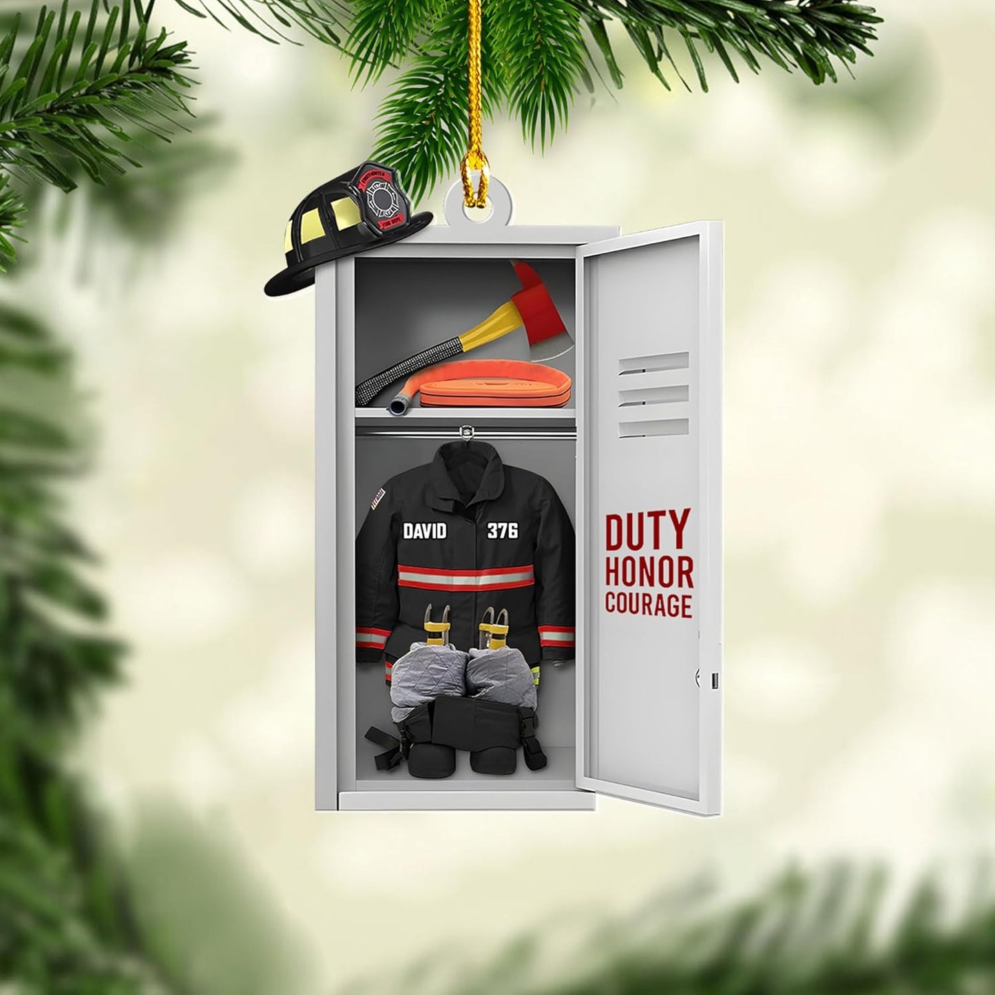 Personalized Firefighter Locker Christmas Ornament Style 2